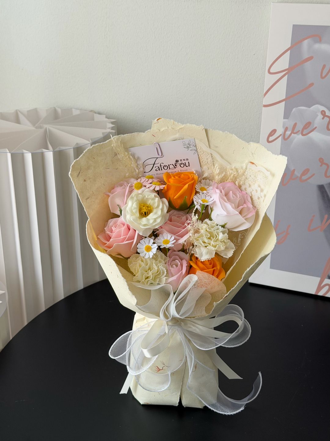 Champagne Orange Dong Ba Soap Flower Mixed Bouquet   