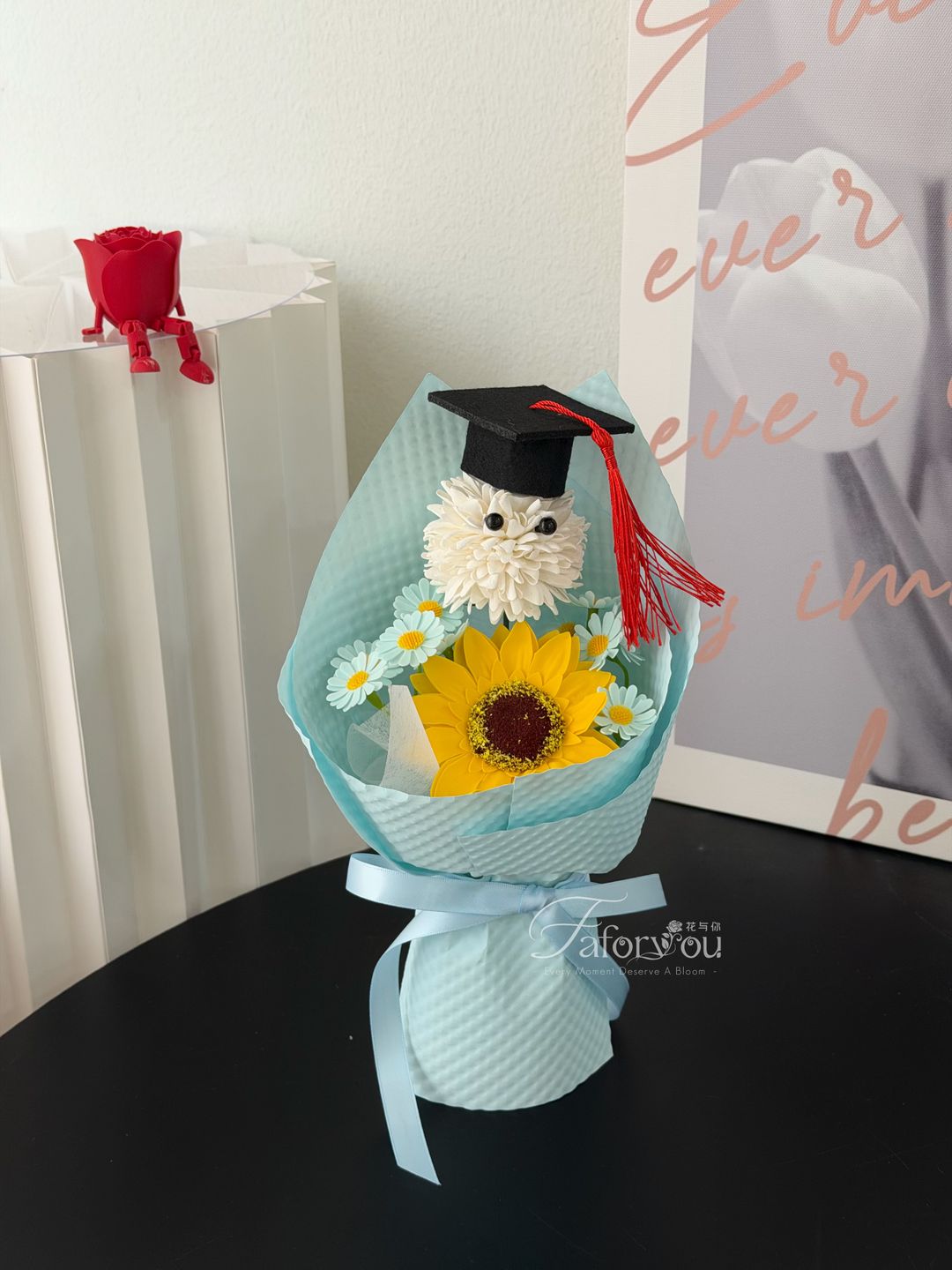 Graduation Ping Pong Sunflower Bouquet  