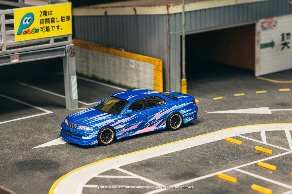 TARMAC WORKS MODEL 1/64 TOYOTA MARK II JZX100 - BLUE METALLIC