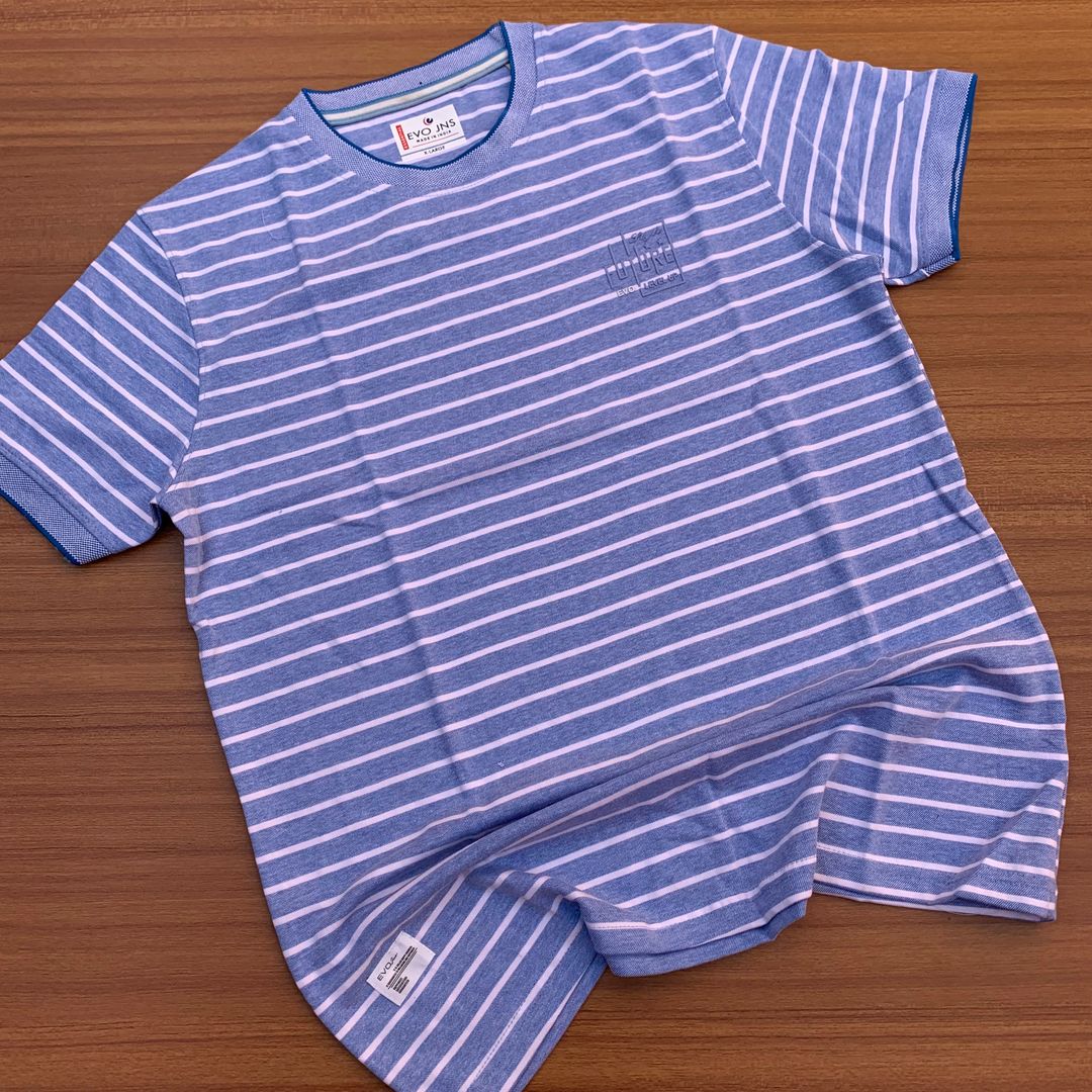 EVO JNS STRIPPED TSHIRT - BLUE