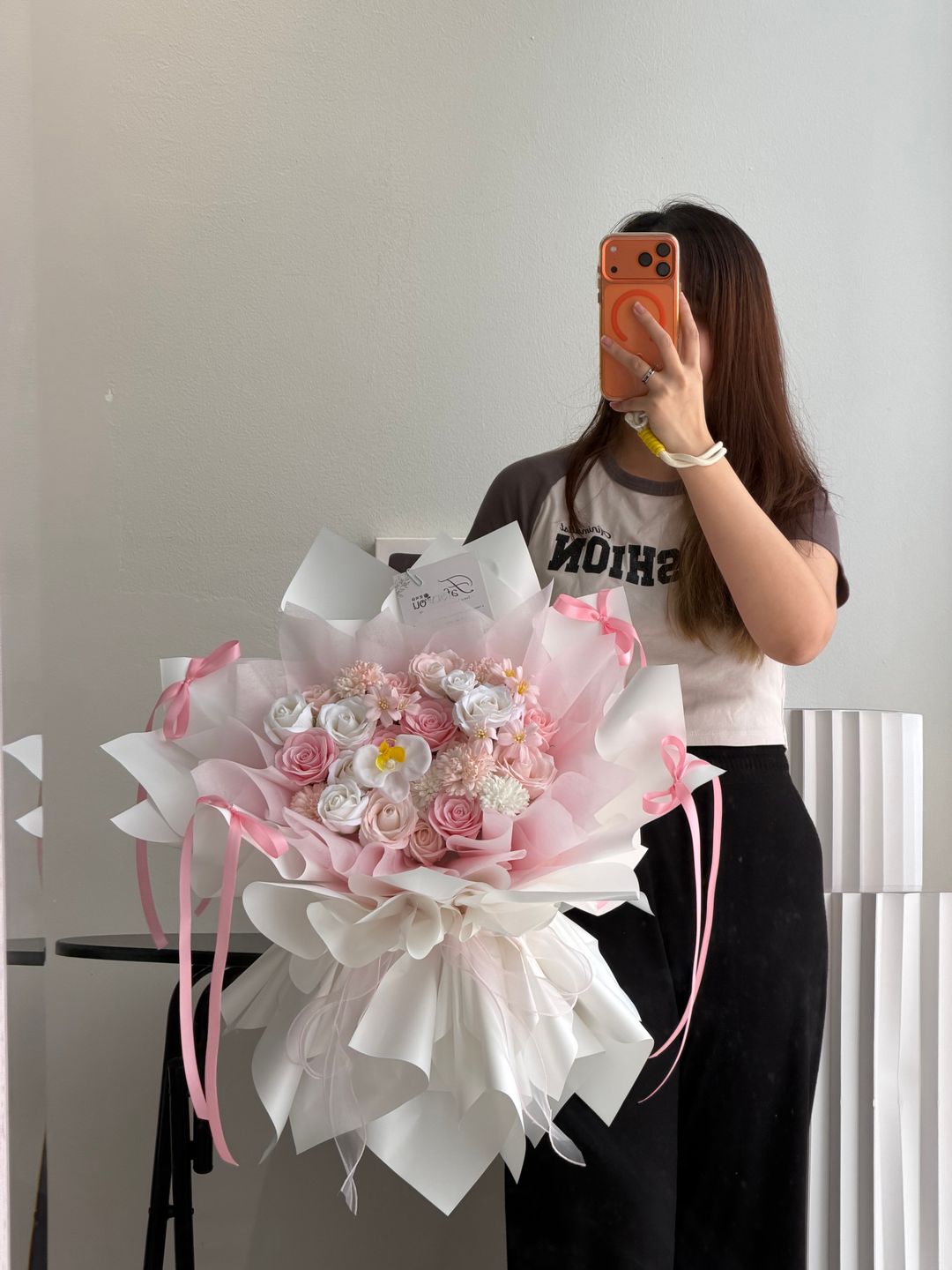 (Pre-order) Pink White Mixed Soap Flower Big Bouquet 