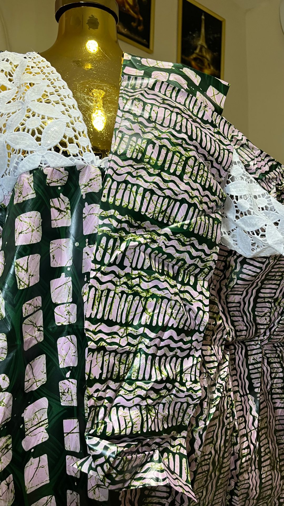 Lilac Green - Batik Style Print