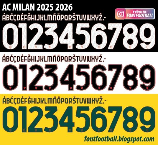 Font Vector AC Milan 2025 2026 kit