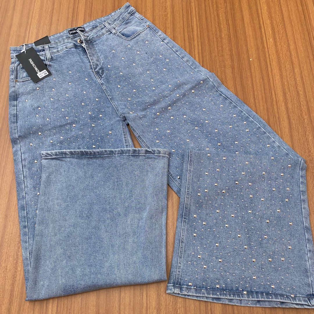 FASHIONNOVA CARGO JEANS - FADED BLUE