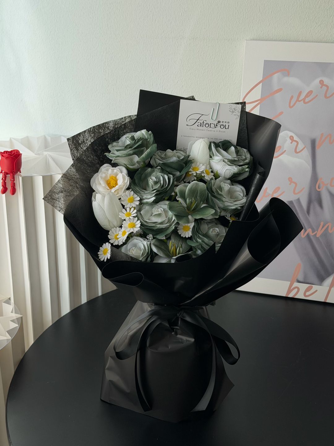 Dark Green Soap Flower Mixed Bouquet 