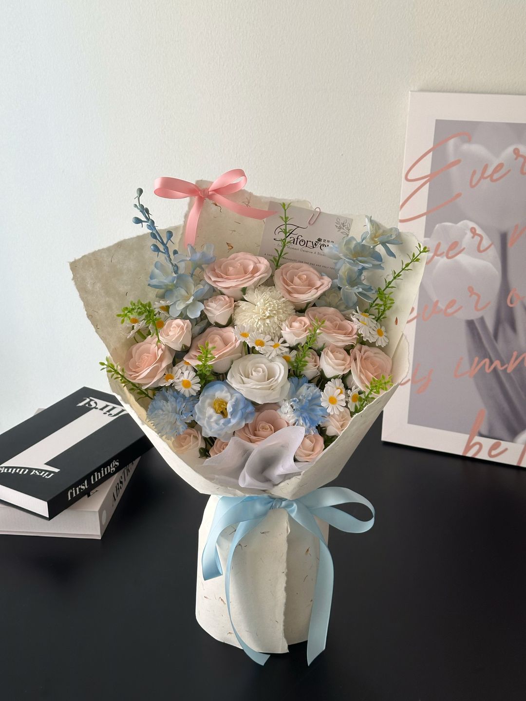 (Pre-Order) Pink Blue Soap Flower Mixed Bouquet 