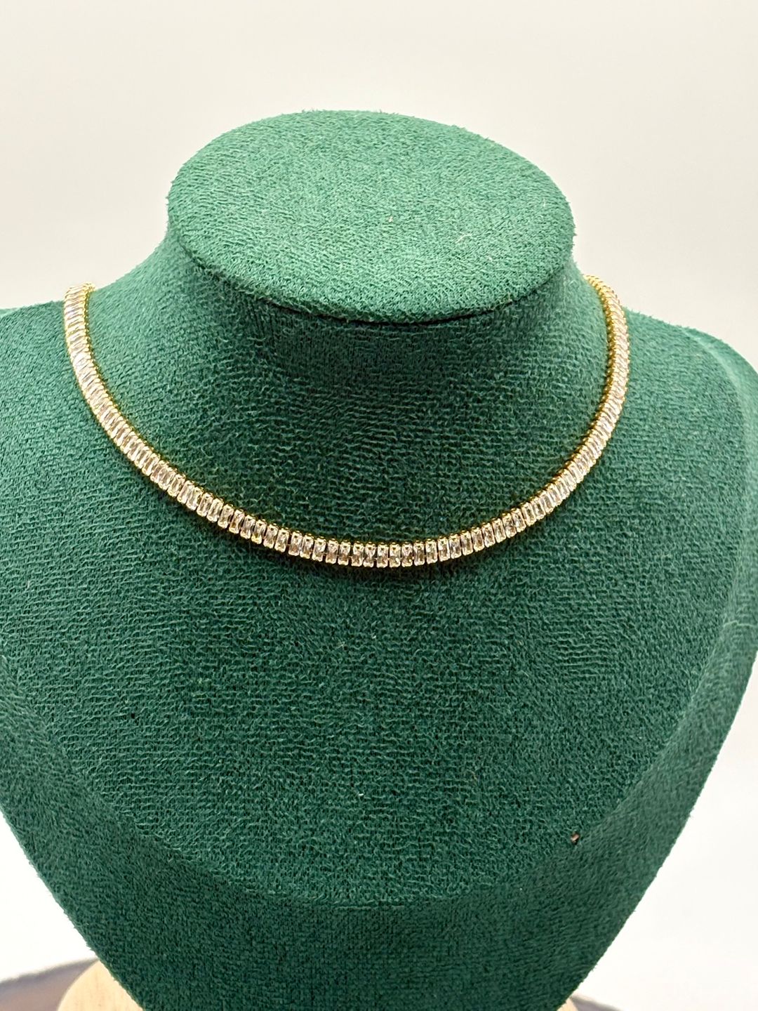 Tennis baguette necklace gold