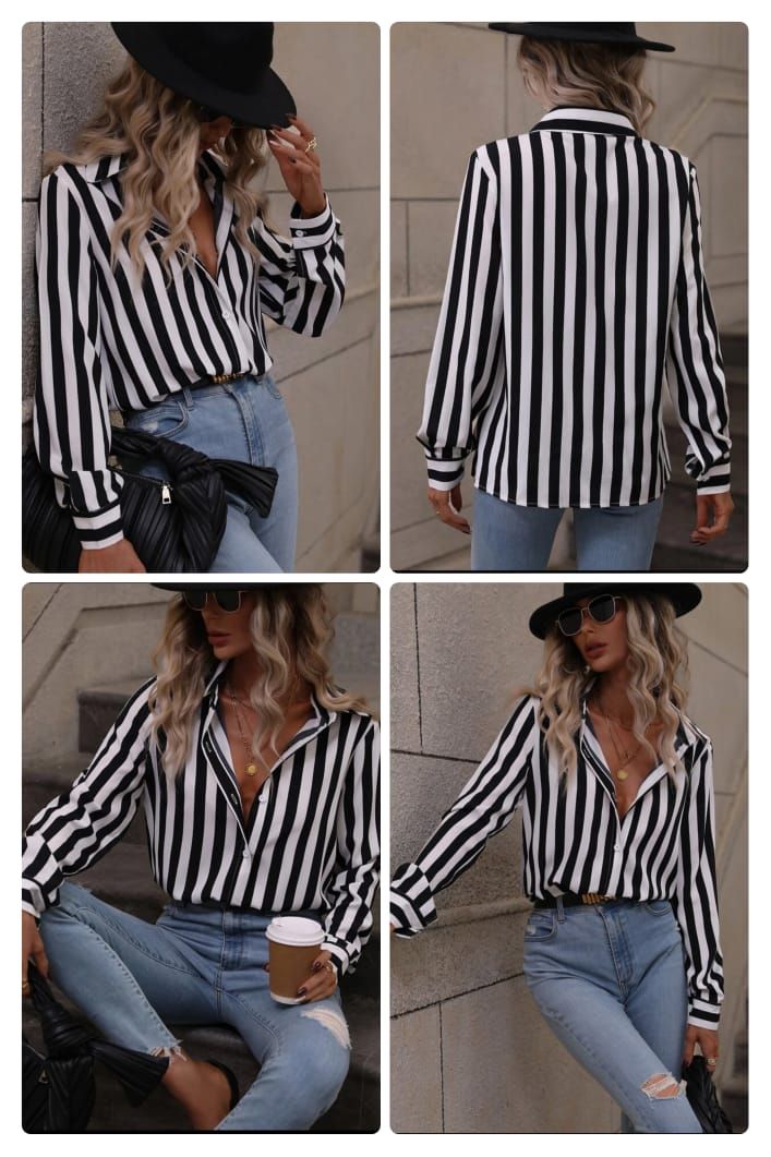 Ladies Oversized chalk stripe shirt 