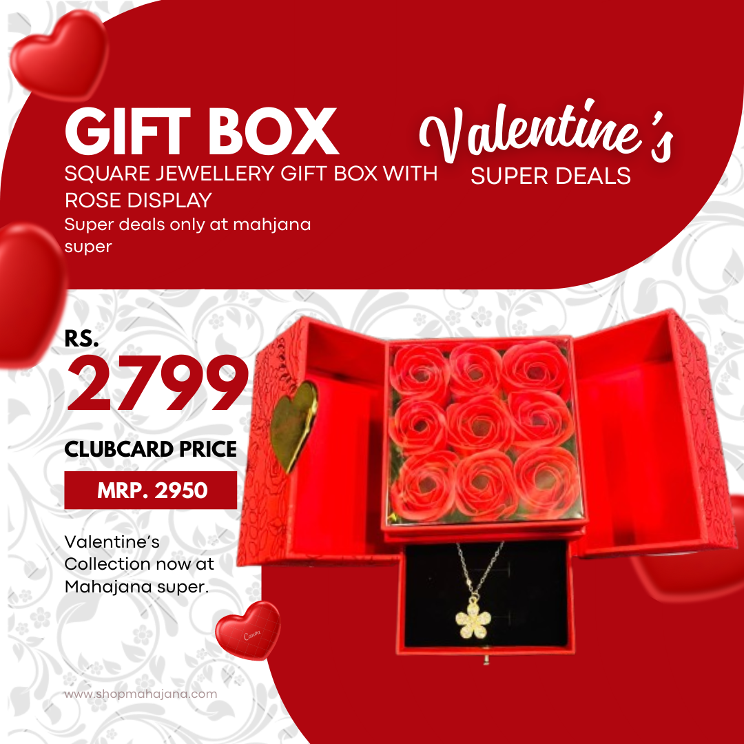 Square Jewellery Gift Box with Rose Display