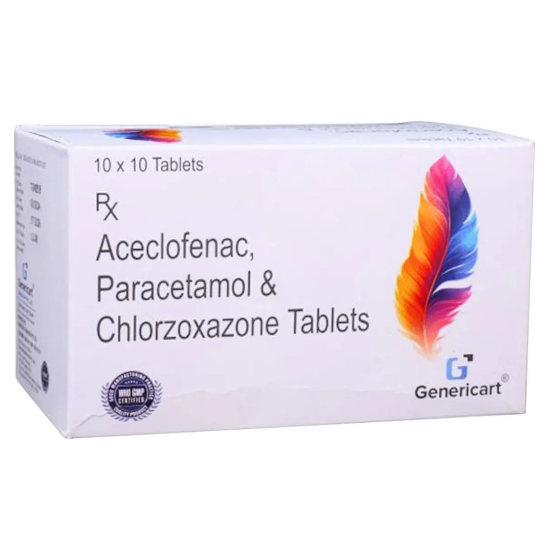 Aceclofenac + Paracetamol + Chlorzoxazone Tablets 100 Mg Tablet