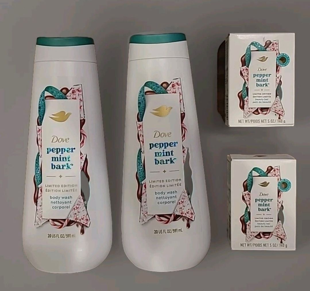 Dove peppermint bark bodywash and bar soap bundle