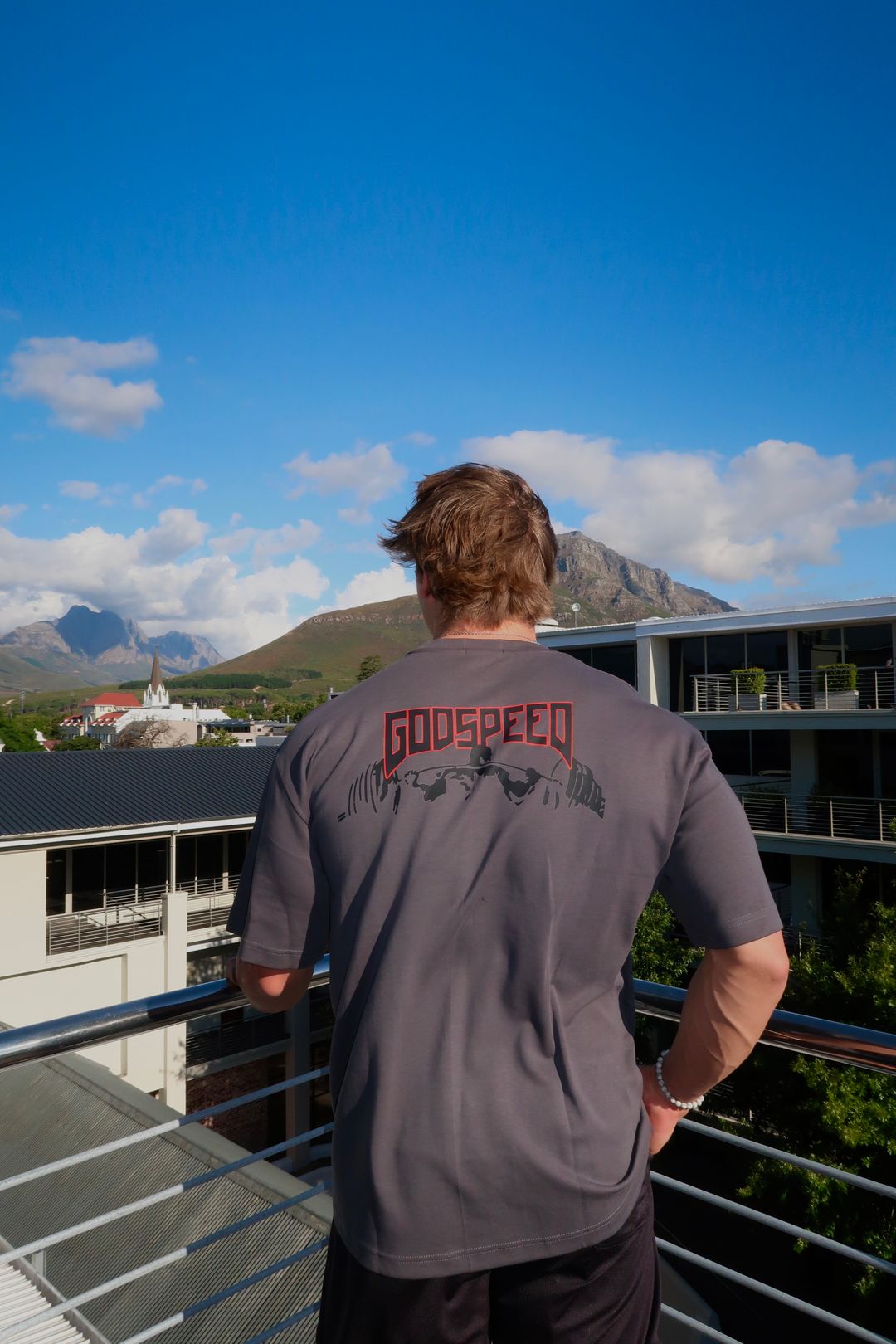 Men's Grey Tee with power lifter print  