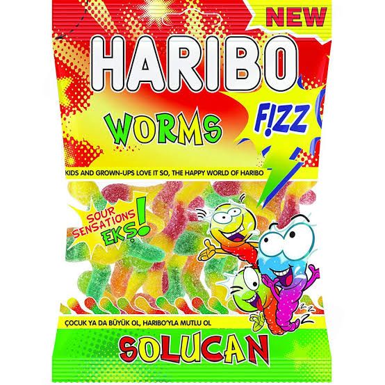 Haribo sour worms 80g