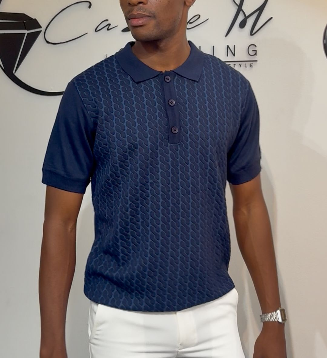 Pattern embossed polo