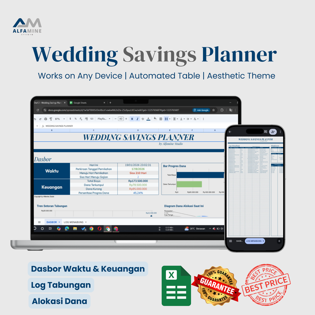 Wedding Savings Planner | Template Tabungan Dana Pernikahan by alfamine.co