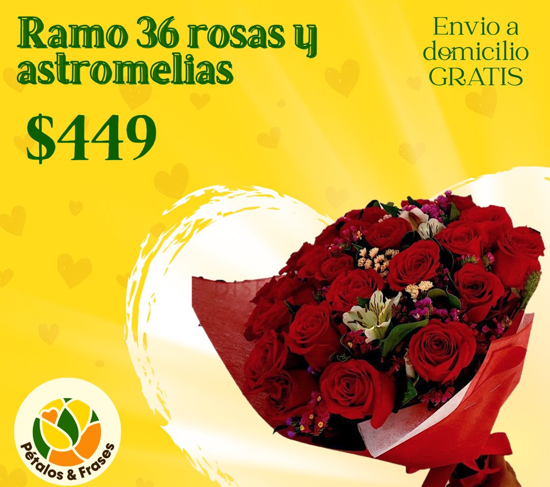 Ramo 36 rosas y astromelias