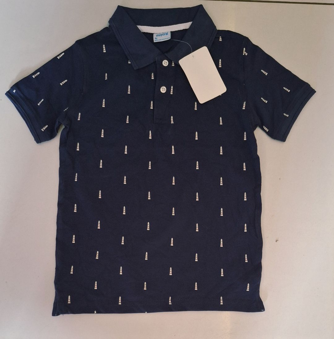 Polo feuilles bleu nuit