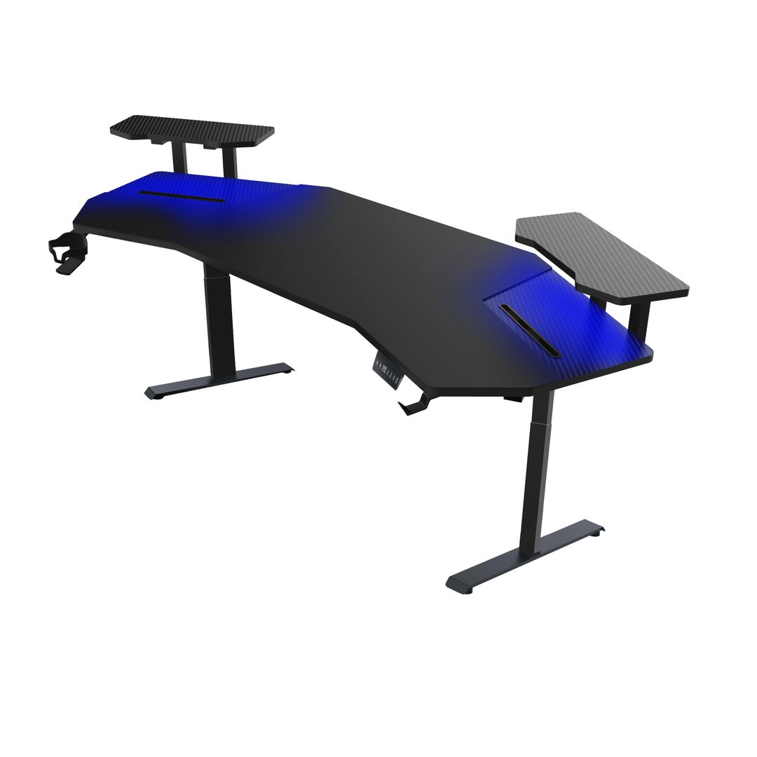 Mesa Gamer Ultimate Preta Grande  Ergonômico Elétrico Sit Stand Desk Motorizado Altura  Ajustável Confortável