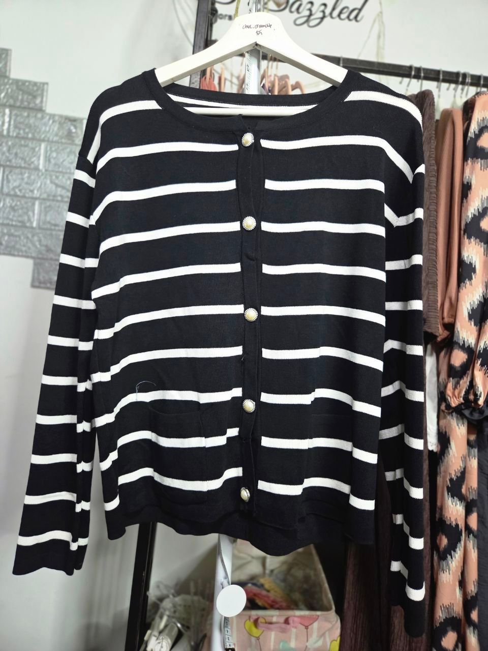 PL Black and White Stripe Cardigan