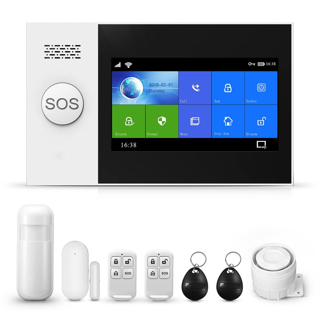 4.3 Inch 433MHZ WIFI GSM Home Wireless Security Burglar Alarm System Kits Monitor Motion Sensor Tuya APP IP Camera 10 Languages