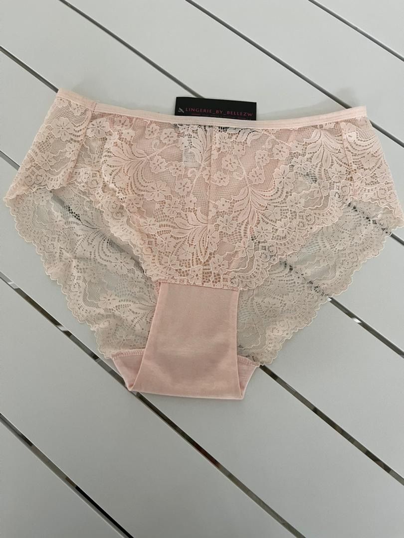 Cotton and lace panty blush pink 