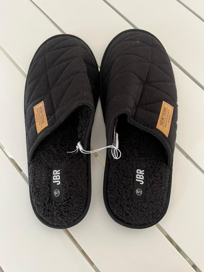Black morning slippers for men
