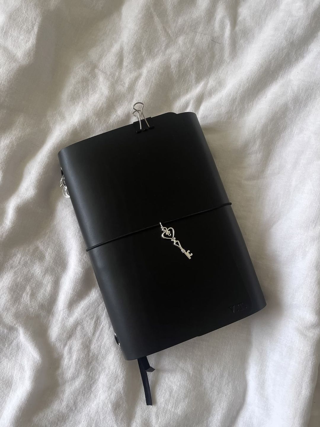 Black leather journal cover