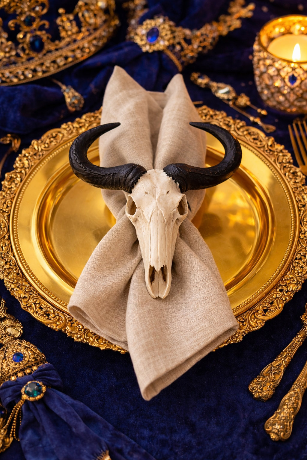 Blue Wildebeest Skull Napkin Rings    