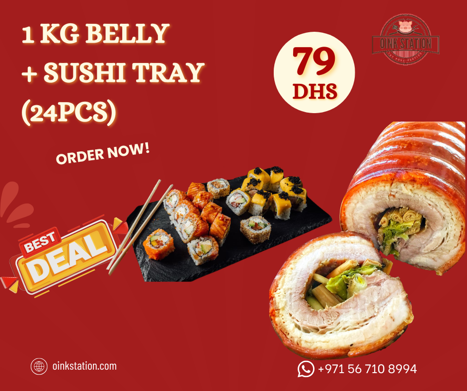 1KG LECHON BELLY + 2 SUSHI SETS (16PCS)