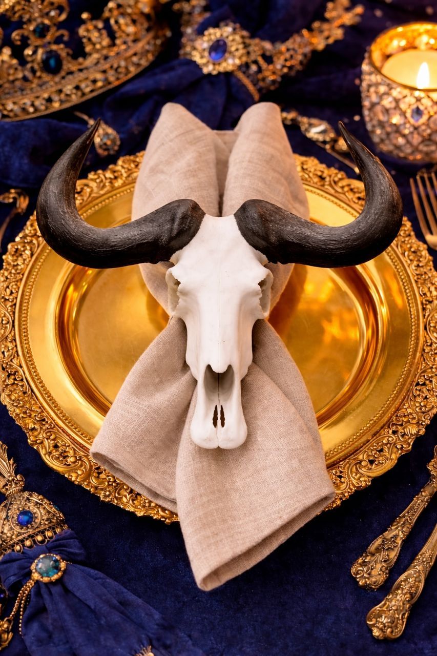 Black Wildebeest Skull Napkin Ring