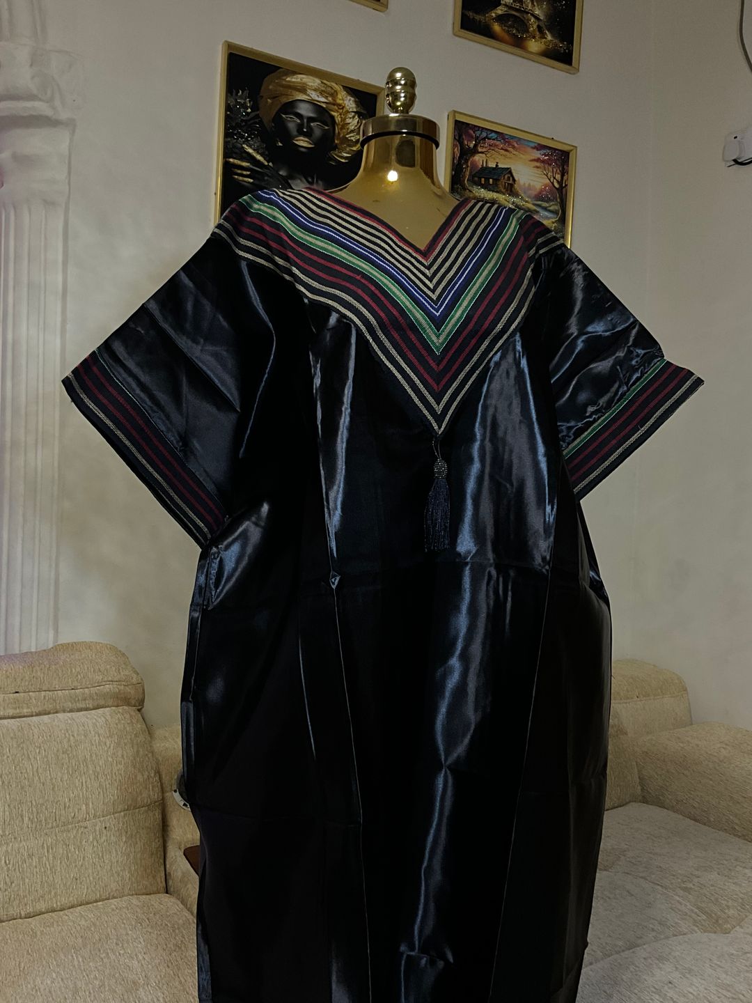 Black - Mikado Aso Oke Bubu Kaftan