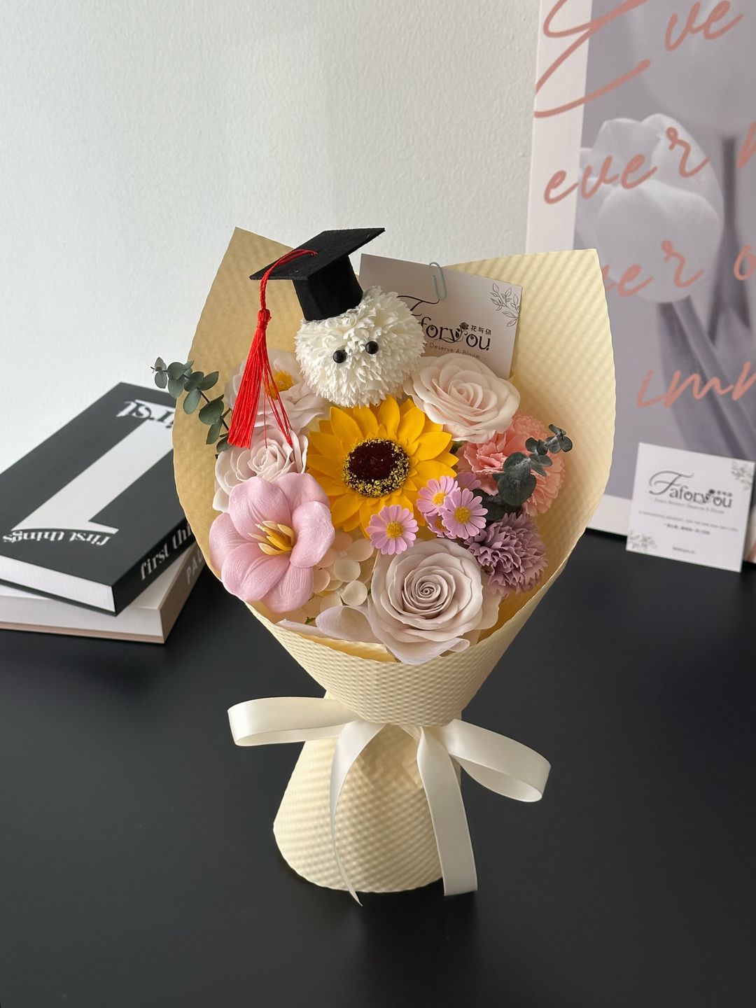 (GP027) Graduation Ping Pong Soap Flower Bouquet 