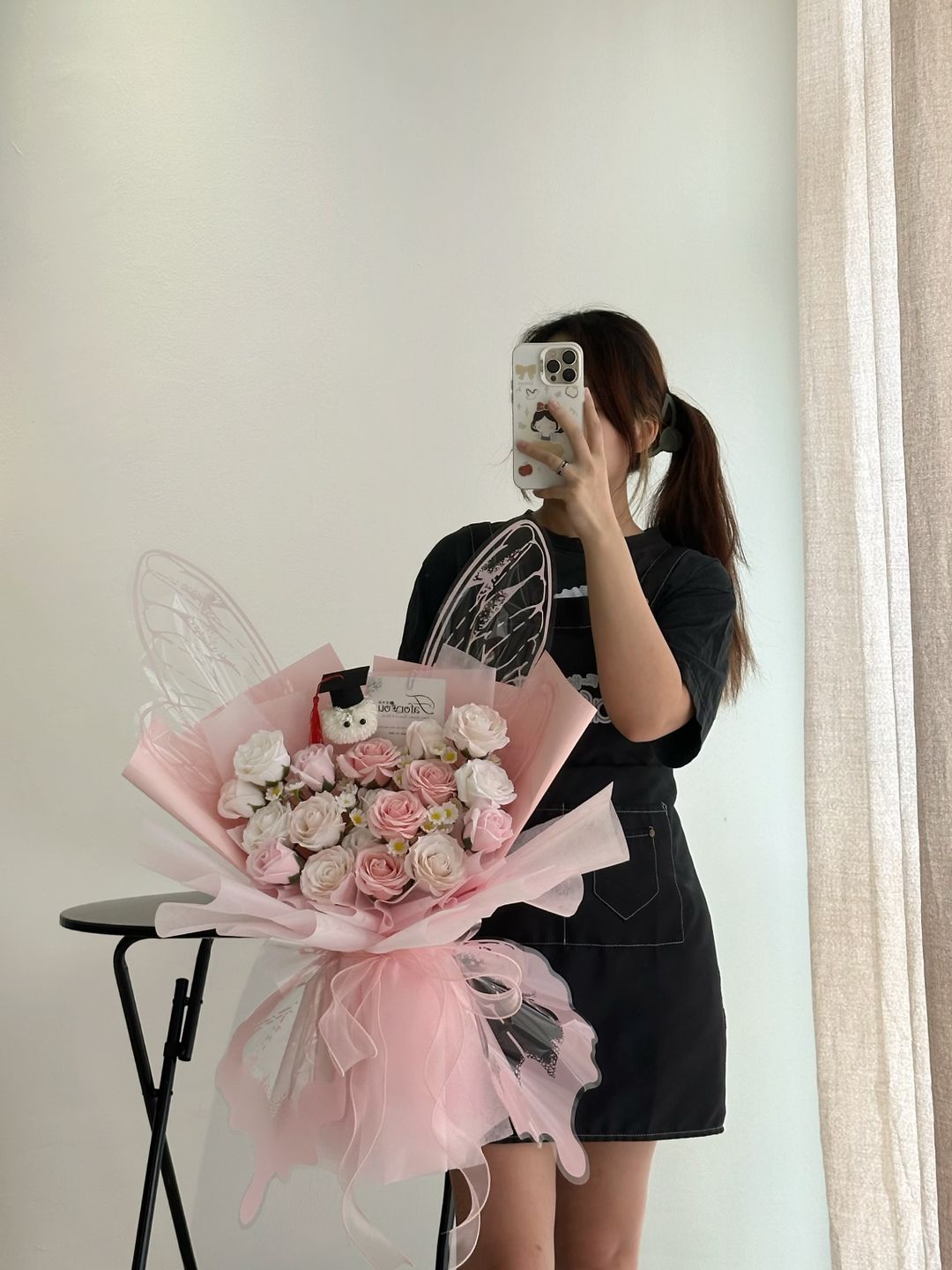 (GP030) Graduation Ping Pong Soap Flower Butterfly Bouquet  