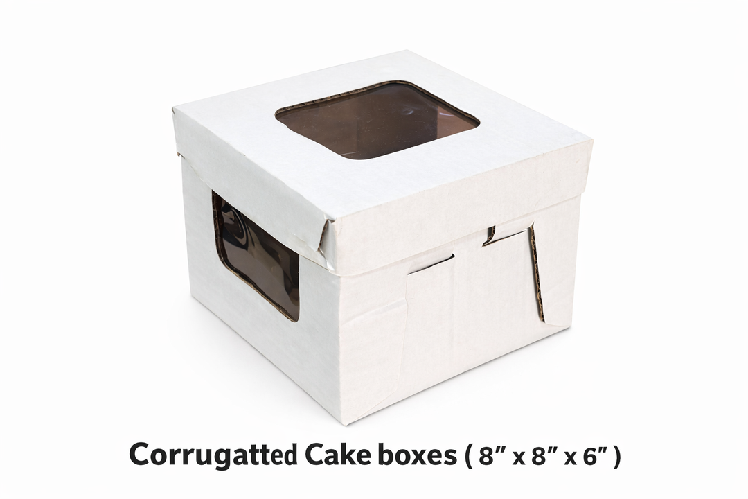 Corrugated Cake Boxes - 8” x 8” x 6” - White 