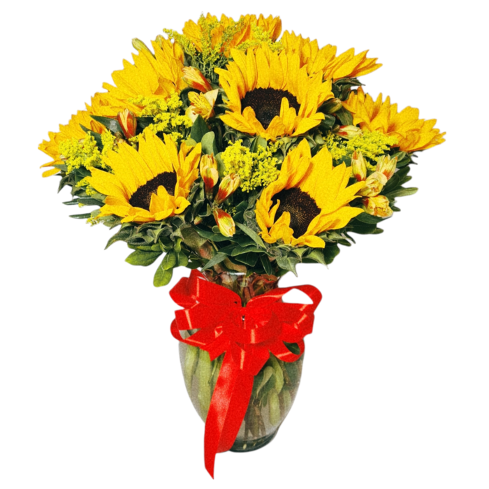 Arreglo de girasoles y alstroemerias 12 piezas