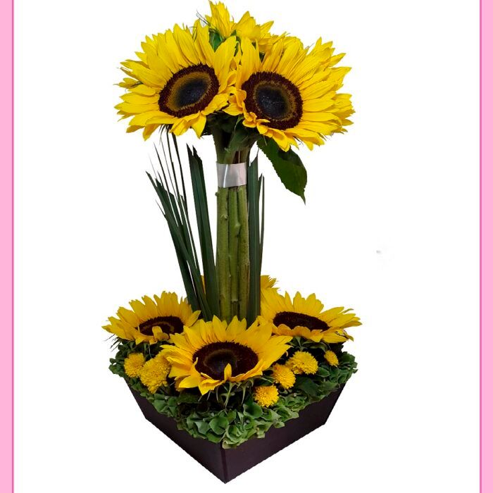 Arreglo floral de girasoles 8 piezas