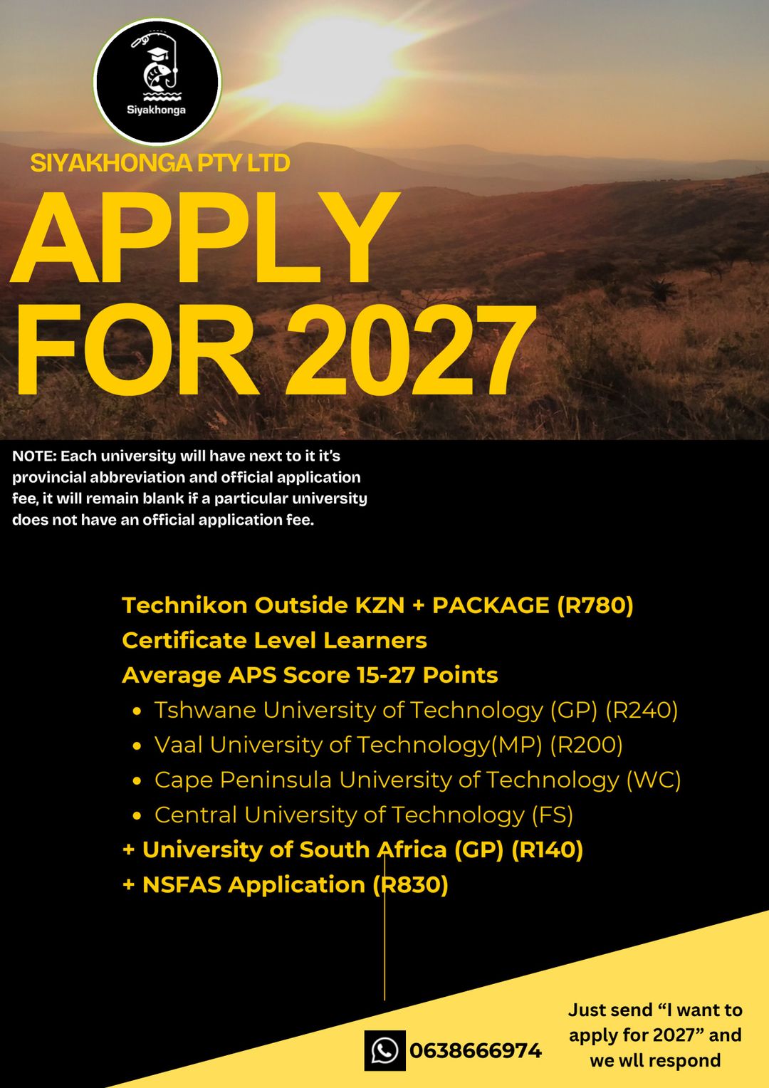 TECHNIKON OUTSIDE KZN + PACKAGE