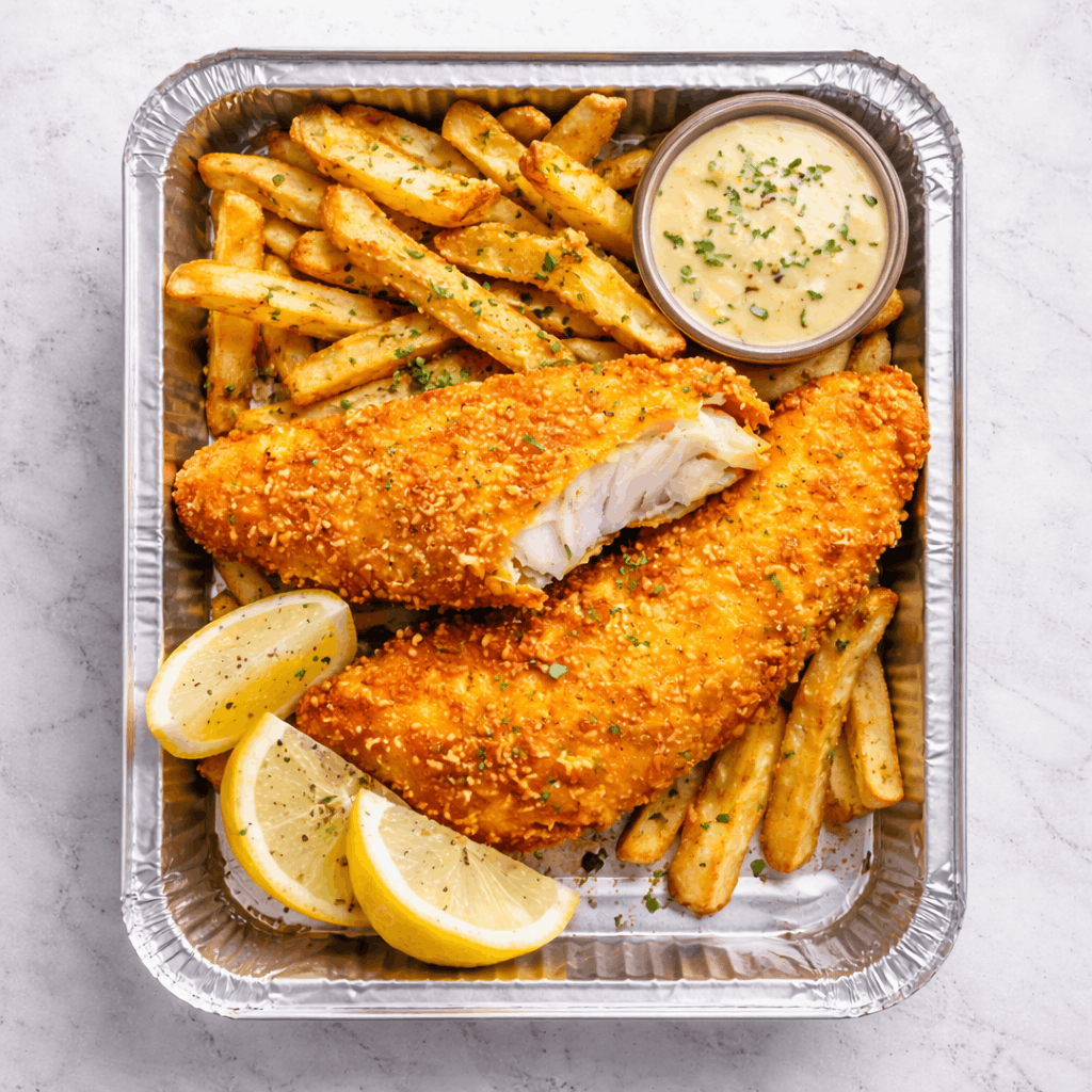 Peixe Panado c/ Batata Frita & Salada