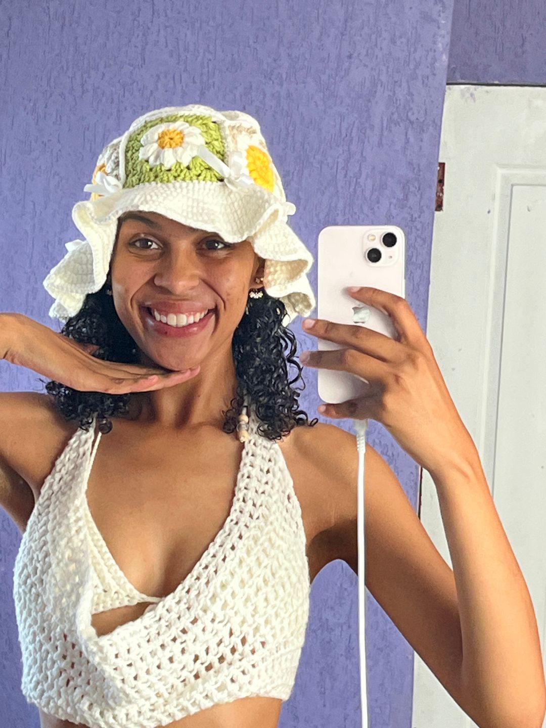 Floral Granny Square Bucket Hat