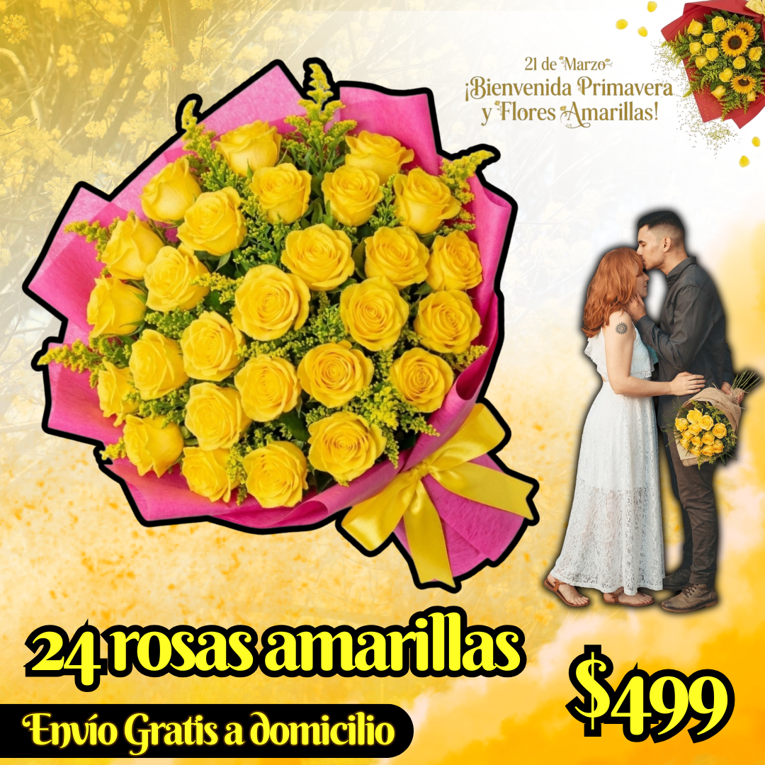 24 rosas amarillas