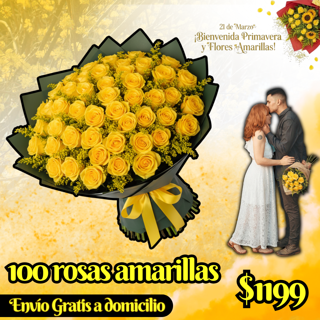 100 rosas amarillas