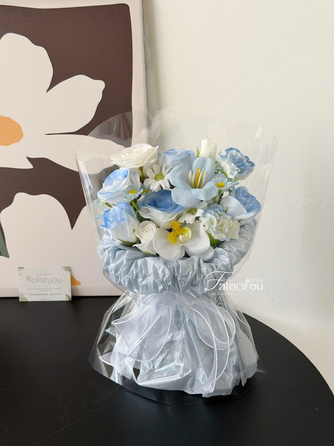 Blue Series Soap Flower Mixed Pao Pao Bouquet  
