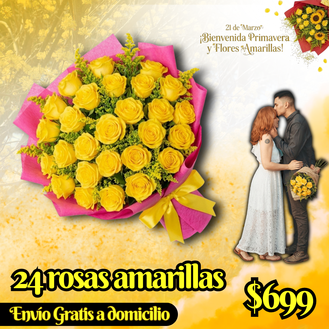 24 rosas amarillas