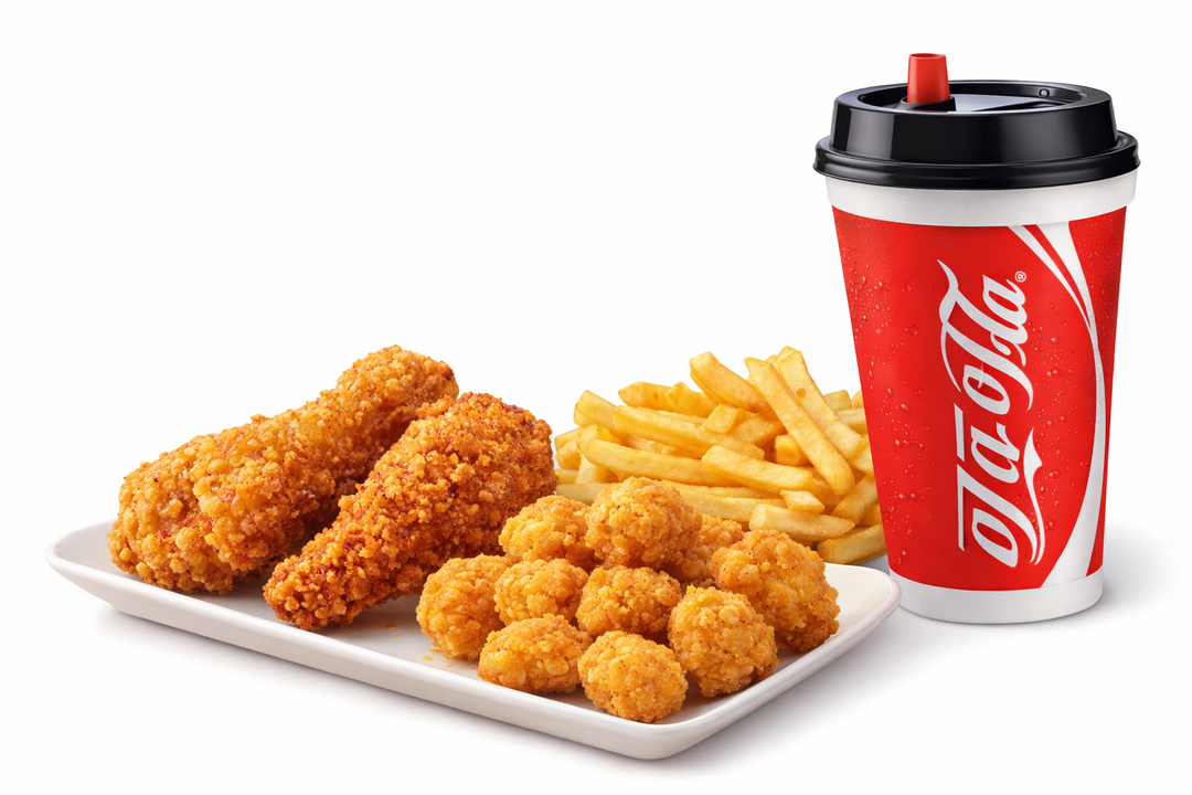 Spicy Wings + Popcorn Chicken + French Fries + Cola
