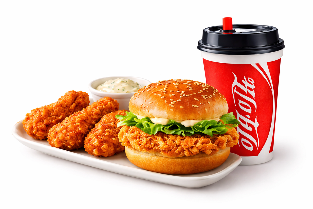 Drumstick Burger + Cola + Spicy Wings