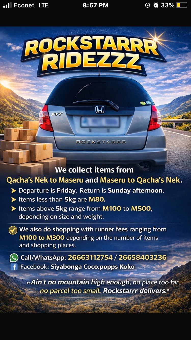 Rockstar Rides(📍Qacha ~ Maseru courier)