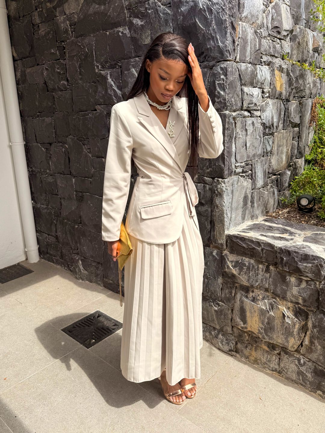 Chic pleat Blazer ensemble 