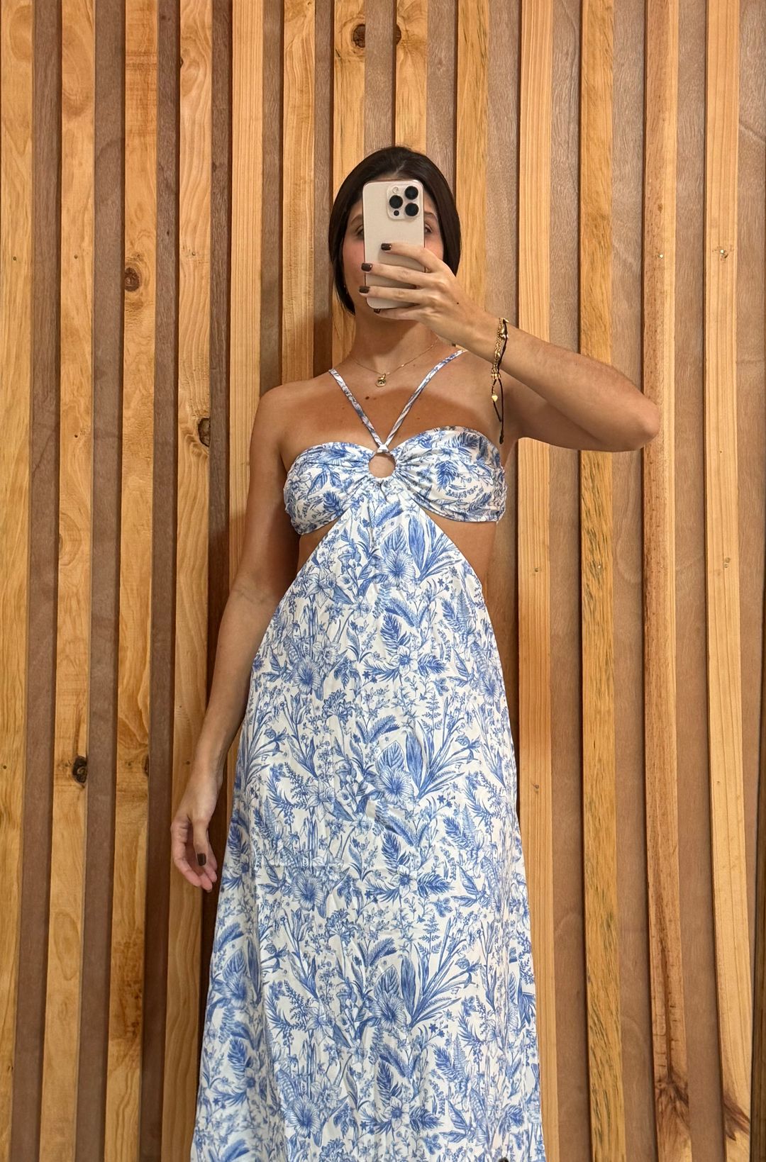 Vestido estampado blanco y azul 