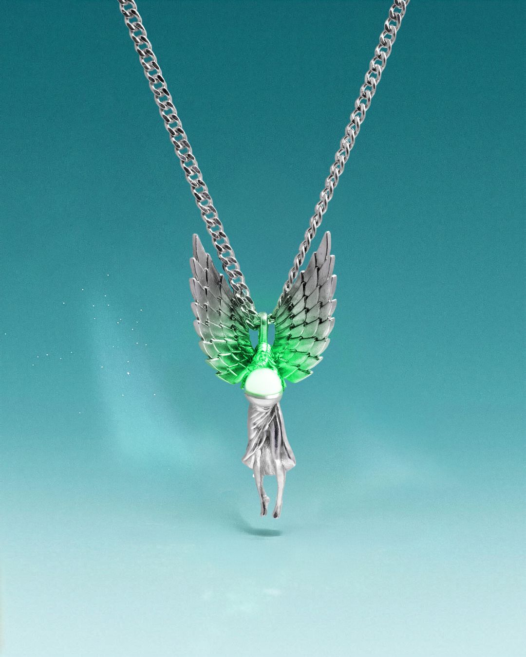 Angel of the Black Lagoon - Silver Talisman with Sacred Water Core