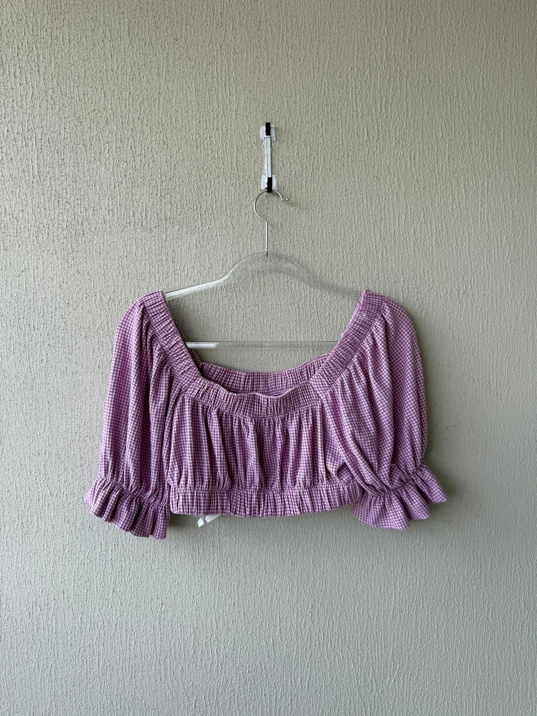 Crop top lila a cuadros 